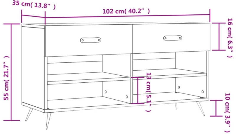ΠΑΠΟΥΤΣΟΘΗΚΗ SONOMA ΔΡΥΣ 102X35X55 ΕΚ. ΑΠΟ ΕΠΕΞΕΡΓΑΣΜΕΝΟ ΞΥΛΟ 829711