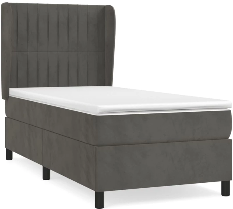 ΚΡΕΒΑΤΙ BOXSPRING ΜΕ ΣΤΡΩΜΑ ΣΚΟΥΡΟ ΓΚΡΙ 80X200 ΕΚ. ΒΕΛΟΥΔΙΝΟ 3129298