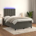 ΚΡΕΒΑΤΙ BOXSPRING ΜΕ ΣΤΡΩΜΑ & LED ΣΚ. ΓΚΡΙ 120X200ΕΚ. ΒΕΛΟΥΔΙΝΟ 3136354