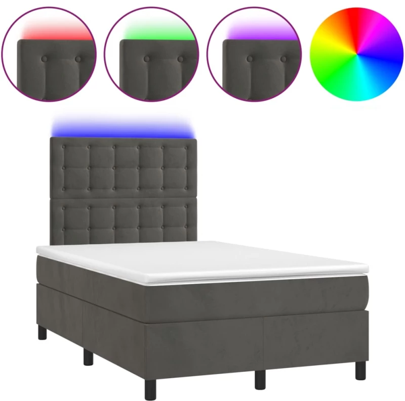 ΚΡΕΒΑΤΙ BOXSPRING ΜΕ ΣΤΡΩΜΑ & LED ΣΚ. ΓΚΡΙ 120X200ΕΚ. ΒΕΛΟΥΔΙΝΟ 3136354