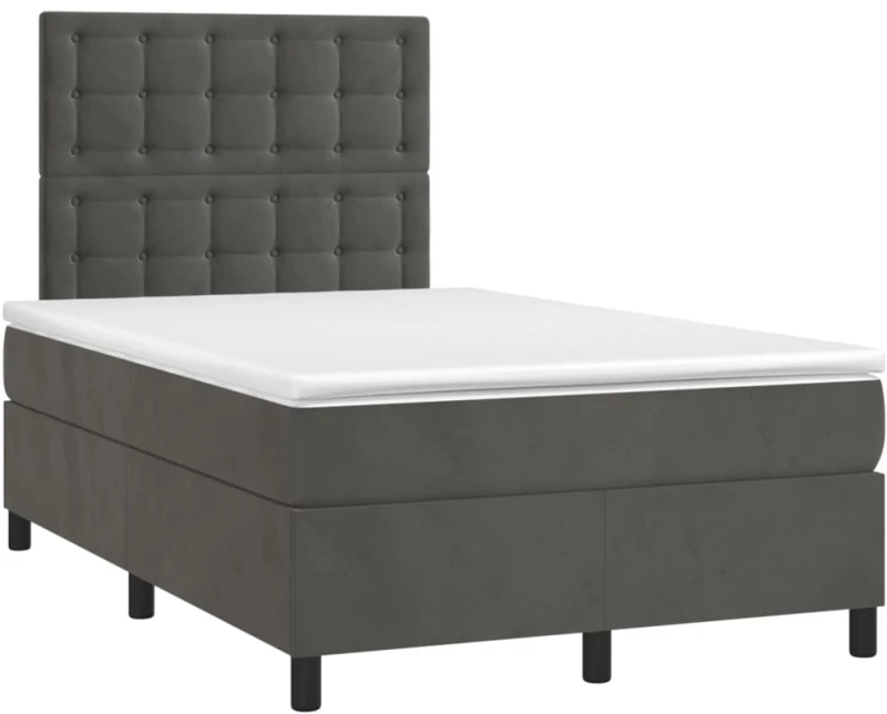 ΚΡΕΒΑΤΙ BOXSPRING ΜΕ ΣΤΡΩΜΑ & LED ΣΚ. ΓΚΡΙ 120X200ΕΚ. ΒΕΛΟΥΔΙΝΟ 3136354