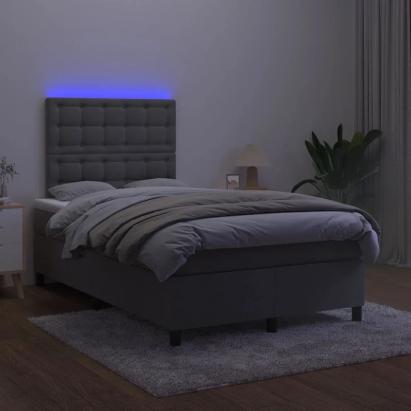 ΚΡΕΒΑΤΙ BOXSPRING ΜΕ ΣΤΡΩΜΑ & LED ΣΚ. ΓΚΡΙ 120X200ΕΚ. ΒΕΛΟΥΔΙΝΟ 3136354