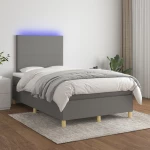 ΚΡΕΒΑΤΙ BOXSPRING ΜΕ ΣΤΡΩΜΑ & LED ΣΚ.ΓΚΡΙ 120X200 ΕΚ ΥΦΑΣΜΑΤΙΝΟ 3135262