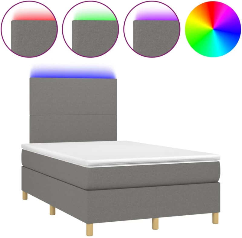 ΚΡΕΒΑΤΙ BOXSPRING ΜΕ ΣΤΡΩΜΑ & LED ΣΚ.ΓΚΡΙ 120X200 ΕΚ ΥΦΑΣΜΑΤΙΝΟ 3135262