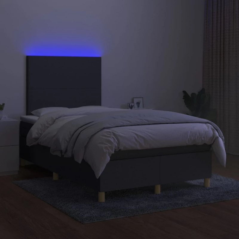 ΚΡΕΒΑΤΙ BOXSPRING ΜΕ ΣΤΡΩΜΑ & LED ΣΚ.ΓΚΡΙ 120X200 ΕΚ ΥΦΑΣΜΑΤΙΝΟ 3135262