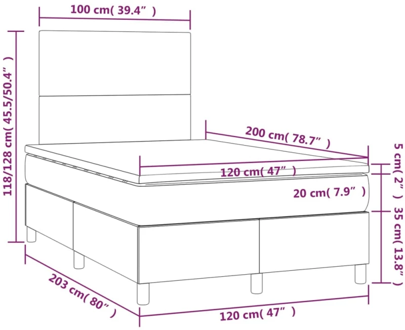 ΚΡΕΒΑΤΙ BOXSPRING ΜΕ ΣΤΡΩΜΑ & LED ΣΚ.ΓΚΡΙ 120X200 ΕΚ ΥΦΑΣΜΑΤΙΝΟ 3135262