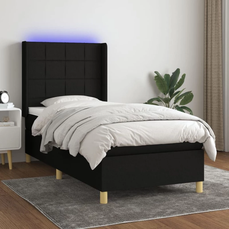 ΚΡΕΒΑΤΙ BOXSPRING ΜΕ ΣΤΡΩΜΑ & LED ΜΑΥΡΟ 90X190 ΕΚ. ΥΦΑΣΜΑΤΙΝΟ 3138839
