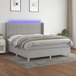 ΚΡΕΒΑΤΙ BOXSPRING ΜΕ ΣΤΡΩΜΑ & LED ΑΝ.ΓΚΡΙ 180X200ΕΚ. ΥΦΑΣΜΑΤΙΝΟ 3139053