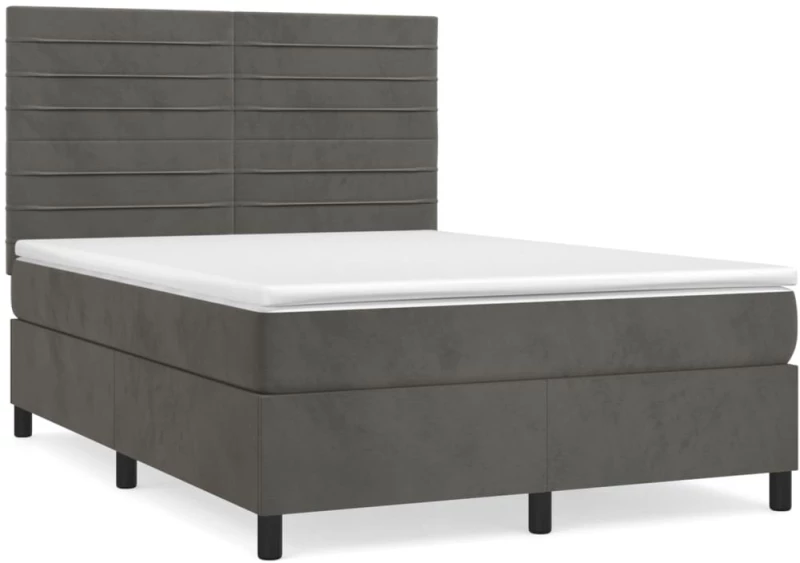 ΚΡΕΒΑΤΙ BOXSPRING ΜΕ ΣΤΡΩΜΑ ΣΚΟΥΡΟ ΓΚΡΙ 140X200 ΕΚ. ΒΕΛΟΥΔΙΝΟ 3143086