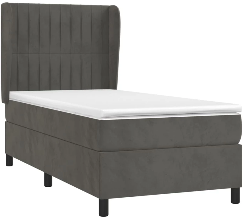 ΚΡΕΒΑΤΙ BOXSPRING ΜΕ ΣΤΡΩΜΑ ΣΚΟΥΡΟ ΓΚΡΙ 100X200 ΕΚ. ΒΕΛΟΥΔΙΝΟ 3129316