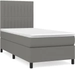 ΚΡΕΒΑΤΙ BOXSPRING ΜΕ ΣΤΡΩΜΑ ΣΚΟΥΡΟ ΓΚΡΙ 90X190 ΕΚ. ΥΦΑΣΜΑΤΙΝΟ 3141898