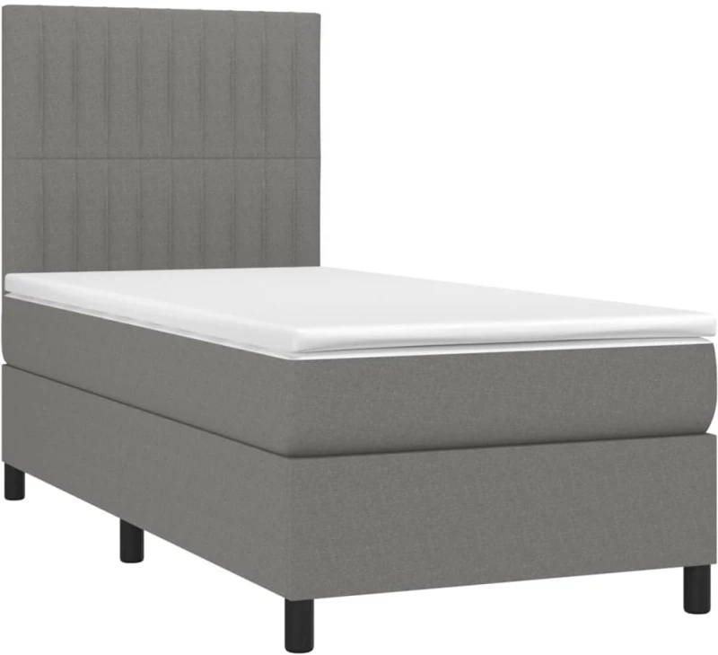 ΚΡΕΒΑΤΙ BOXSPRING ΜΕ ΣΤΡΩΜΑ ΣΚΟΥΡΟ ΓΚΡΙ 90X190 ΕΚ. ΥΦΑΣΜΑΤΙΝΟ 3141898