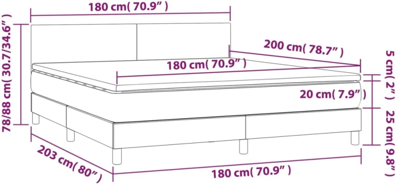 ΚΡΕΒΑΤΙ BOXSPRING ΜΕ ΣΤΡΩΜΑ & LED ΑΝ.ΓΚΡΙ 180X200 ΕΚ ΥΦΑΣΜΑΤΙΝΟ 3133573