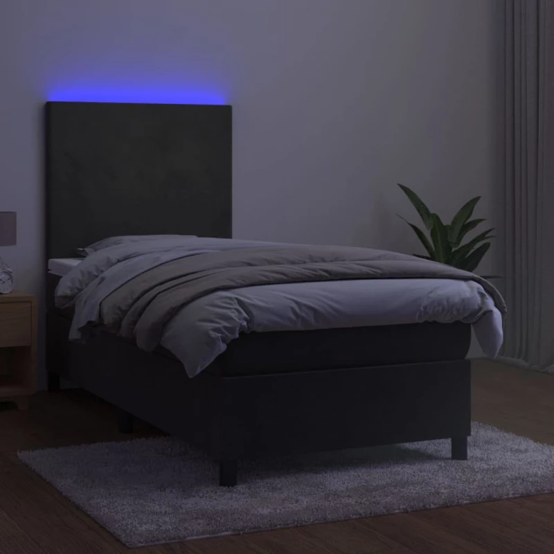 ΚΡΕΒΑΤΙ BOXSPRING ΜΕ ΣΤΡΩΜΑ & LED ΣΚ. ΓΚΡΙ 90X200 ΕΚ. ΒΕΛΟΥΔΙΝΟ 3135982