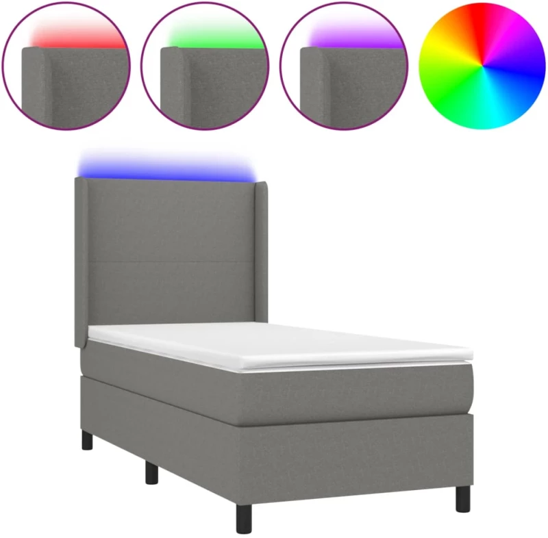 ΚΡΕΒΑΤΙ BOXSPRING ΜΕ ΣΤΡΩΜΑ & LED ΣΚ.ΓΚΡΙ 90X200 ΕΚ. ΥΦΑΣΜΑΤΙΝΟ 3138126