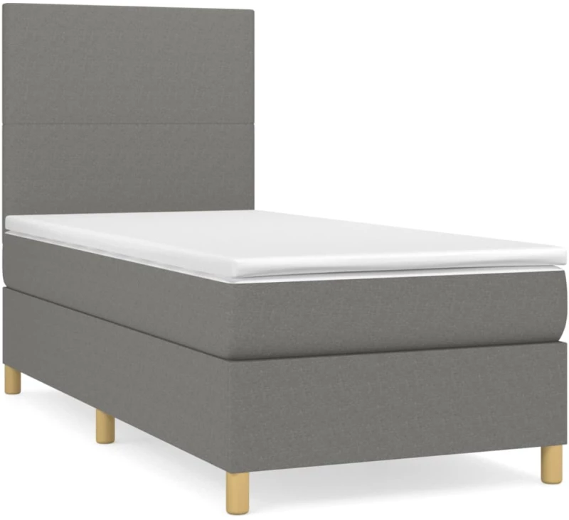ΚΡΕΒΑΤΙ BOXSPRING ΜΕ ΣΤΡΩΜΑ ΣΚΟΥΡΟ ΓΚΡΙ 90X200 ΕΚ. ΥΦΑΣΜΑΤΙΝΟ 3142146