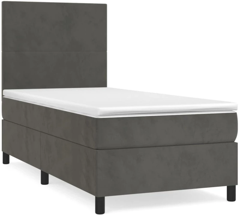 ΚΡΕΒΑΤΙ BOXSPRING ΜΕ ΣΤΡΩΜΑ ΣΚΟΥΡΟ ΓΚΡΙ 80X200 ΕΚ. ΒΕΛΟΥΔΙΝΟ 3142870