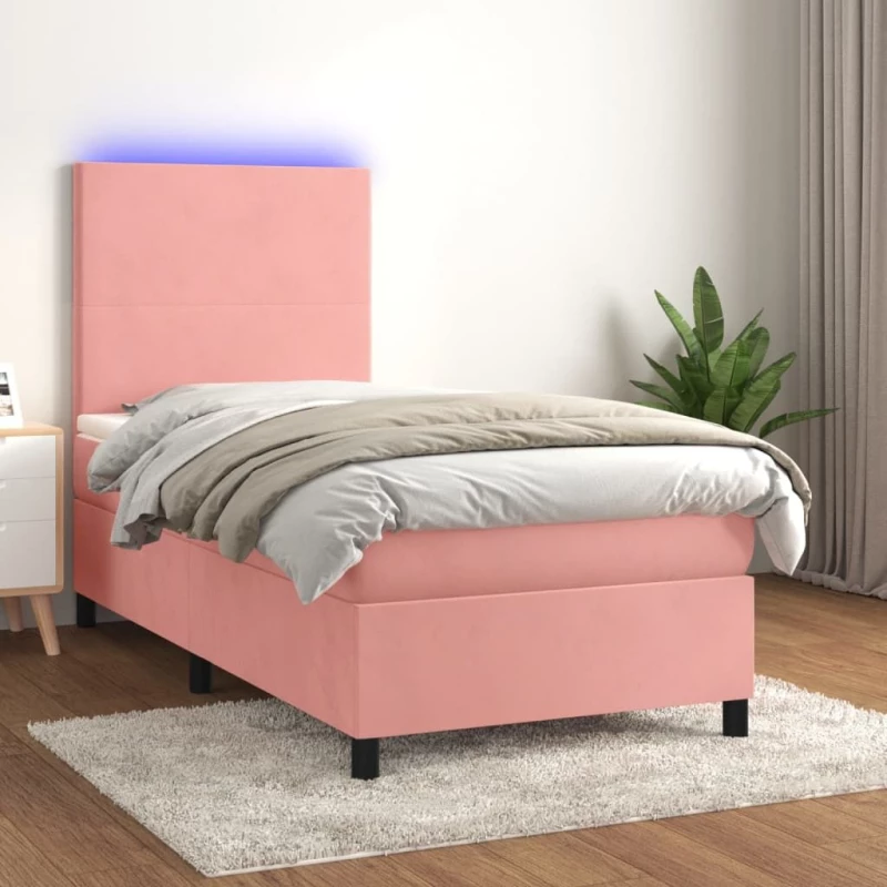 ΚΡΕΒΑΤΙ BOXSPRING ΜΕ ΣΤΡΩΜΑ & LED ΡΟΖ 80 X 200 ΕΚ. ΒΕΛΟΥΔΙΝΟ 3135974