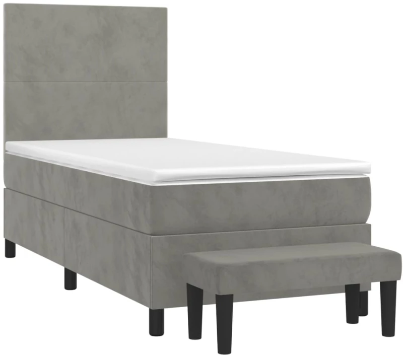 ΚΡΕΒΑΤΙ BOXSPRING ΜΕ ΣΤΡΩΜΑ ΑΝΟΙΧΤΟ ΓΚΡΙ 90X200 ΕΚ. ΒΕΛΟΥΔΙΝΟ 3137701