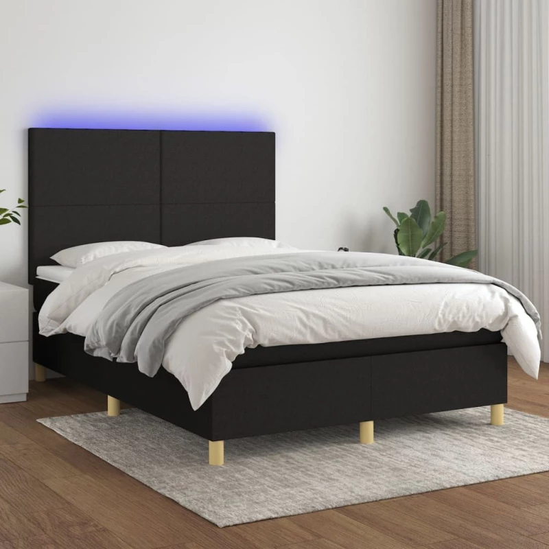 ΚΡΕΒΑΤΙ BOXSPRING ΜΕ ΣΤΡΩΜΑ & LED ΜΑΥΡΟ 140X200 ΕΚ. ΥΦΑΣΜΑΤΙΝΟ 3135279