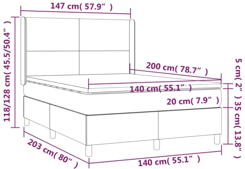 ΚΡΕΒΑΤΙ BOXSPRING ΜΕ ΣΤΡΩΜΑ & LED ΣΚ.ΓΚΡΙ 140X200 ΕΚ ΥΦΑΣΜΑΤΙΝΟ 3138718