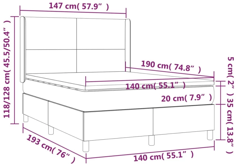ΚΡΕΒΑΤΙ BOXSPRING ΜΕ ΣΤΡΩΜΑ ΣΚΟΥΡΟ ΜΠΛΕ 140X190 ΕΚ. ΒΕΛΟΥΔΙΝΟ 3132559