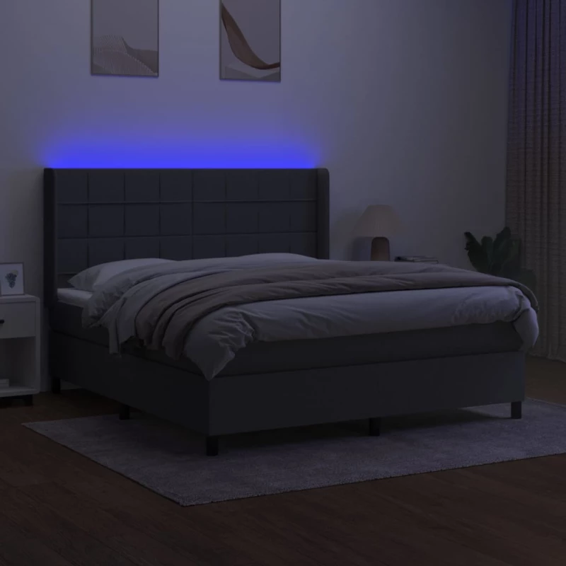ΚΡΕΒΑΤΙ BOXSPRING ΜΕ ΣΤΡΩΜΑ & LED ΣΚ.ΓΚΡΙ 160X200 ΕΚ ΥΦΑΣΜΑΤΙΝΟ 3138326
