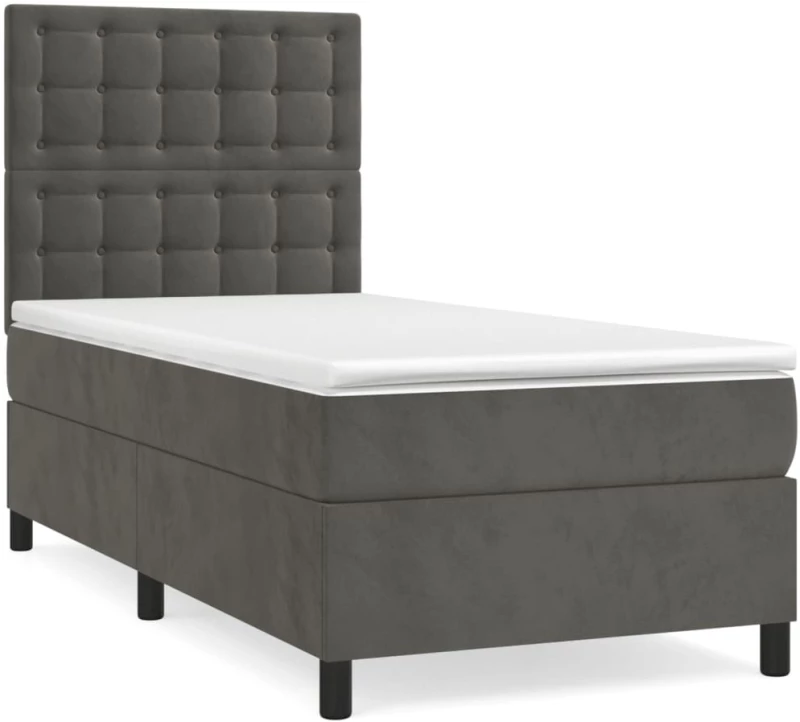 ΚΡΕΒΑΤΙ BOXSPRING ΜΕ ΣΤΡΩΜΑ ΣΚΟΥΡΟ ΓΚΡΙ 90X190 ΕΚ. ΒΕΛΟΥΔΙΝΟ 3143236