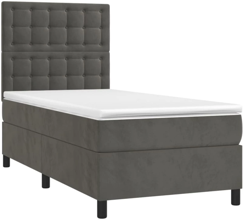 ΚΡΕΒΑΤΙ BOXSPRING ΜΕ ΣΤΡΩΜΑ ΣΚΟΥΡΟ ΓΚΡΙ 90X190 ΕΚ. ΒΕΛΟΥΔΙΝΟ 3143236