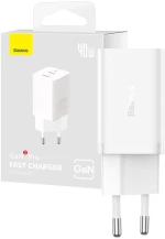 Wall Charger Baseus GaN5 40W, 2x USB C (White)