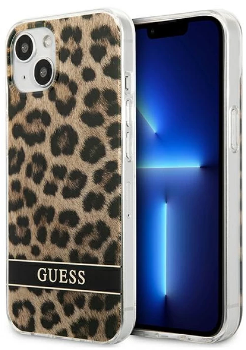 Guess Leopard Electro Stripe - Cover for iPhone 13 (Brown)
