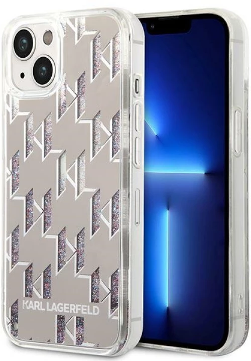 Karl Lagerfeld Monogram Liquid Glitter - Case for iPhone 14 Plus (Silver)