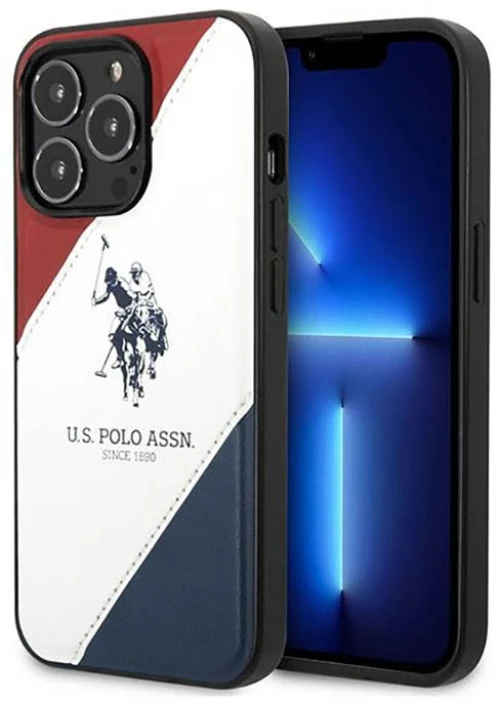 US Polo Assn Tricolor Embossed - Case for iPhone 14 Pro (White)