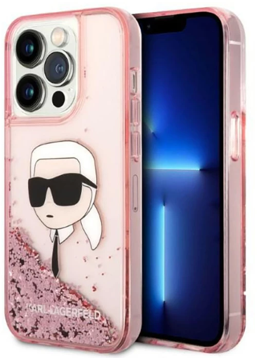 Karl Lagerfeld Liquid Glitter NFT Karl's Head - Case for iPhone 14 Pro (Pink)