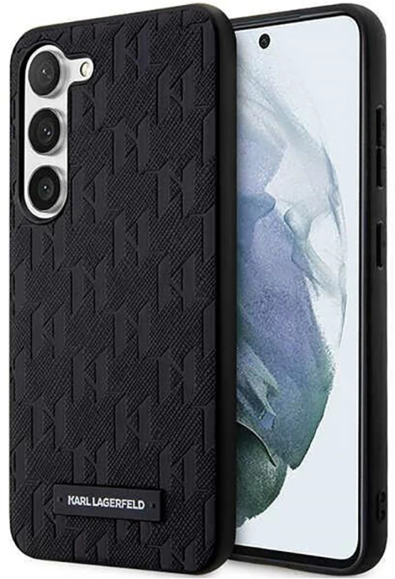 Karl Lagerfeld Saffiano Monogram Metal Logo - Case for Samsung Galaxy S23 (Black)