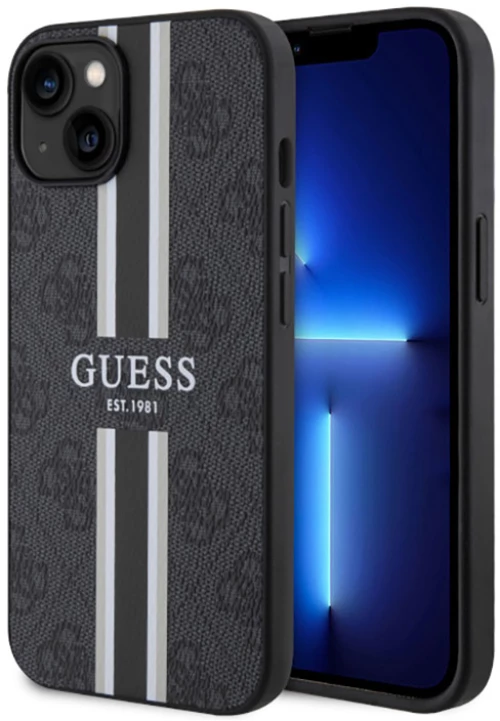 Guess 4G Printed Stripes MagSafe - Case for iPhone 14 Plus (Black)