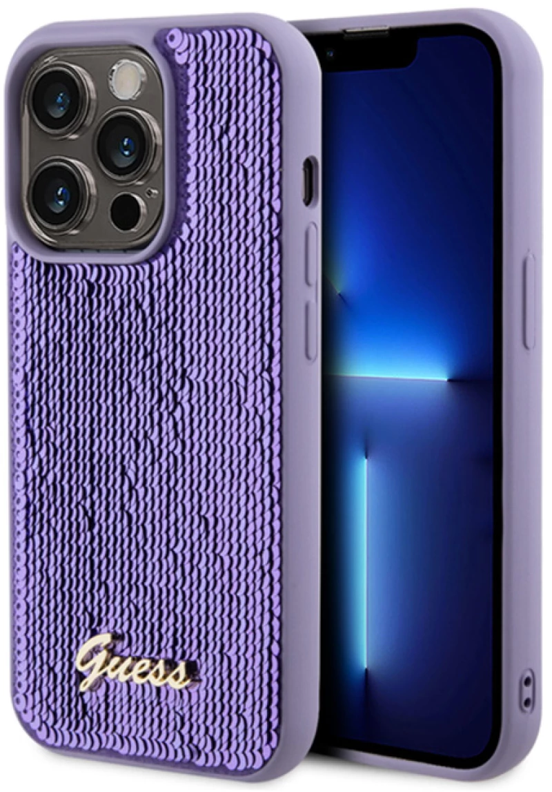 Guess Sequin Script Metal - Case for iPhone 15 Pro Max (purple)