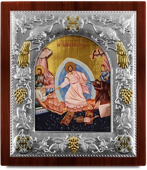 Ασημένια εικόνα ΑΝΑΣΤΑΣΗ-ΑΓΙΟΓΡΑΦΙΑ  27x24cm