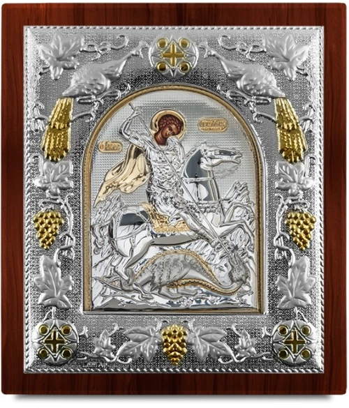 Ασημένια εικόνα ΑΓΙΟΣ ΓΕΩΡΓΙΟΣ  27x24cm