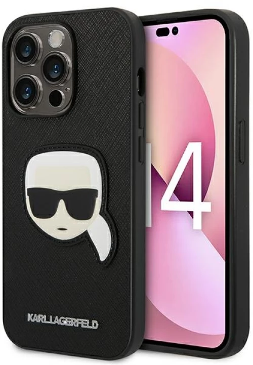 Karl Lagerfeld Saffiano Karl Head Patch Case iPhone 14 Pro (Black)