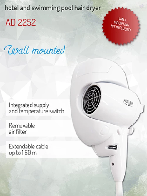ADLER HAIR DRYER FOR HOTEL AND SWIMMING POOL WITH KIT