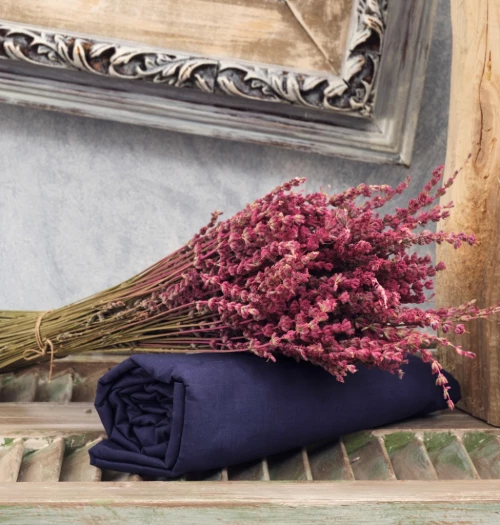 Σεντόνια Μονόχρωμα Λάστιχο Angel - Navy Blue, Ημίδιπλo λάστιχο (120x200+25)