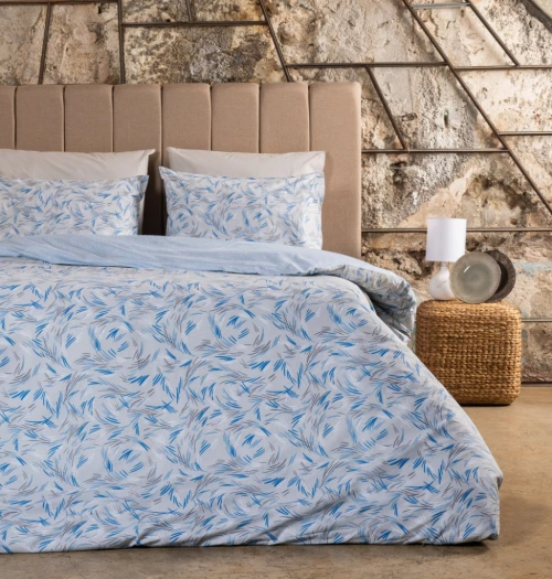 Σεντόνια Σετ "Luna" Paint Blue - Γίγας λάστιχο (1x265x280, 205x220+30 +2 μαξ. 50×70)