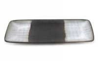 Πιατέλα κεραμικό γκρι/μαύρη 13x30