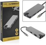 Μετατροπέας 8 σε 1 Τype C σε HDMI - VGA - 2 x USB 3.0 -  Type C - Ethernet YWX - Type C 8 x 1