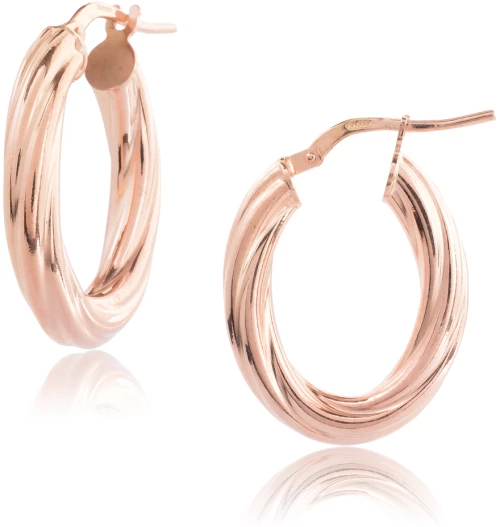 Κρίκοι οβάλ ροζ από ασήμι  2.5 cm