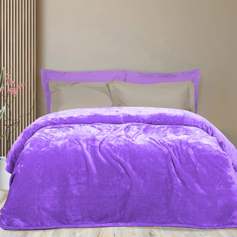 Κουβέρτα  βελούδινη διπλή 220x240cm deluxe Joli 3800gr Λιλά