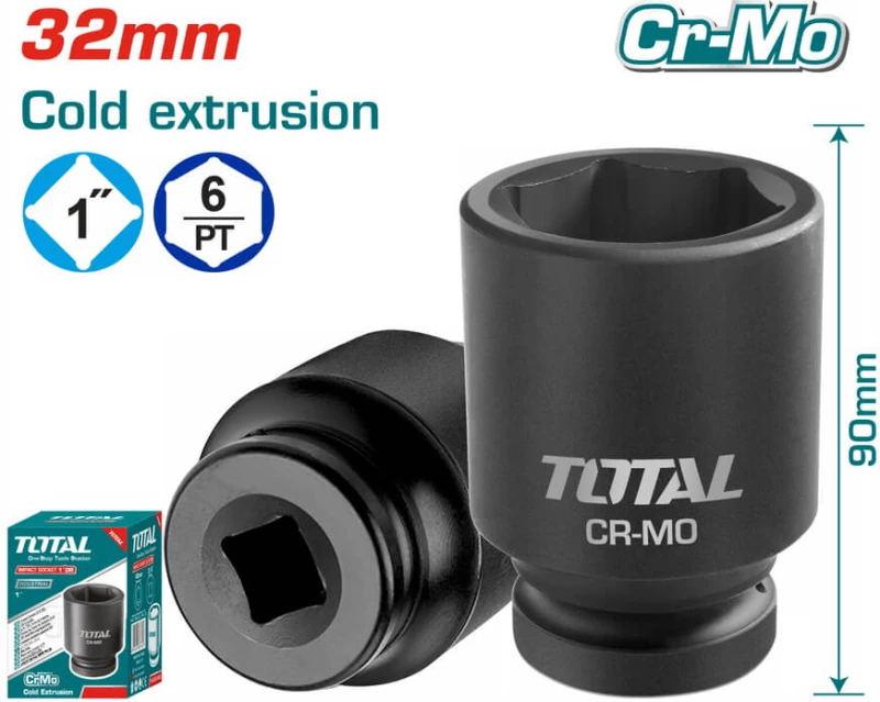 TOTAL Καρυδάκι αέρος μαύρο εξάγωνο 1" - 32mm (THHISD0132L)