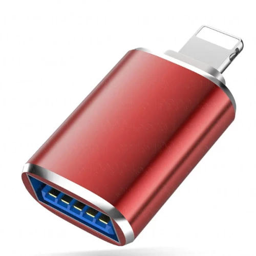 Προσαρμογέας Μετατροπέας OTG Lightning σε USB 3.0 για iPhone 11 12 13 14 Pro X XS Max XR iPad (Κόκκινο)