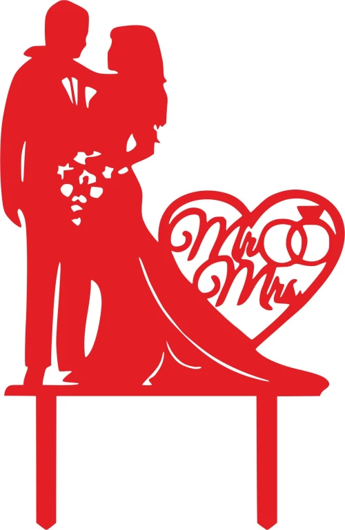 Cake Topper Wedding 2 ΚΟΚΚΙΝΟ